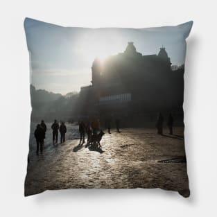 Winter Sunlight on the south Bay -  Scarborough, Yorkshire, UK Pillow