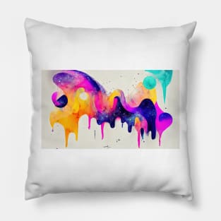 Modern Contemporary Abstract Watercolor Colorful Multicolored Cosmic Splash Galaxy Pillow
