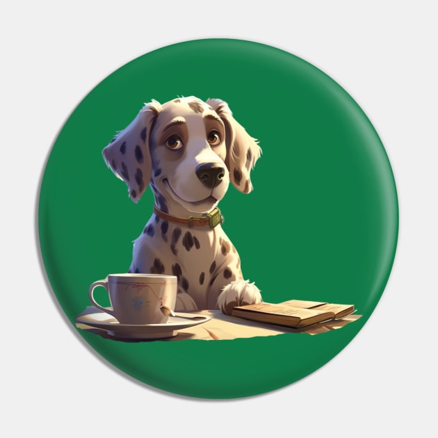 Dalmatian's Serene Reading Break Pin by vk09design