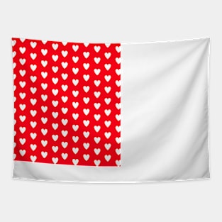 White Hearts Polka Dots on Red Tapestry