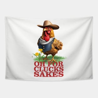 Cowboy chicken oh for clucks sakes western farm animal Tapestry