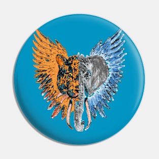 Winged Wonders: Elephant & Tiger Take Flight Pin