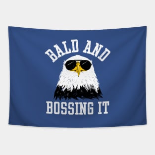 Bald Man Gifts - Funny Bald And Bossing It Eagle Tapestry