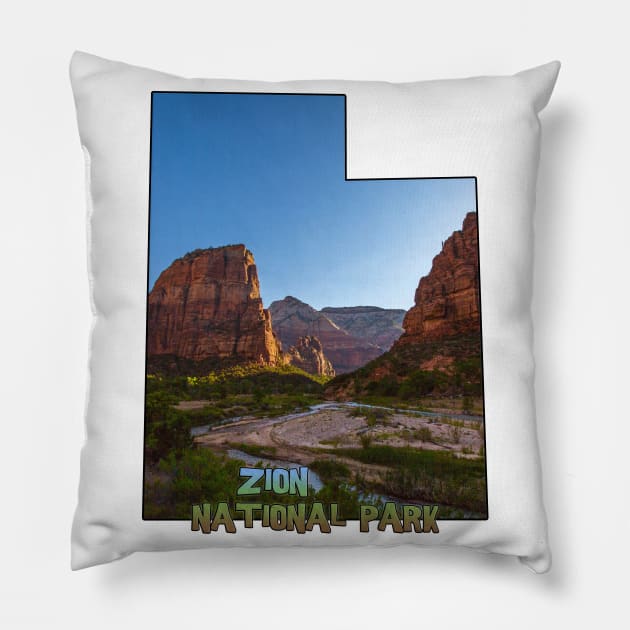 Utah State Outline (Zion National Park Angel's Landing) Pillow by gorff