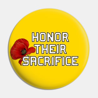 Honor Their Sacrifice Memorial with Red Poppy Flower Back Version (MD23Mrl006b) Pin