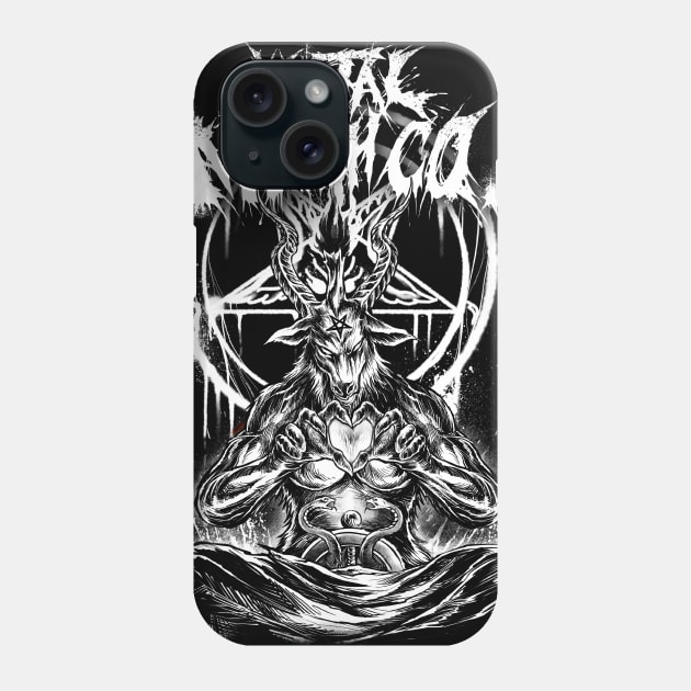 Baphomet Back & White Phone Case by MetalMerchCo