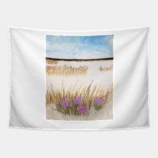 Crocuses on a snowy Prairie Tapestry