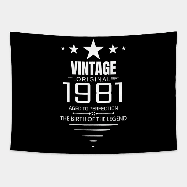 Vintage 1981 - Birthday Gift Tapestry by Fluen