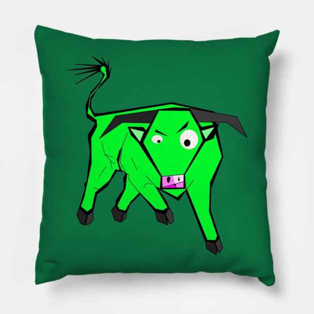 Green bull Pillow by DrTigrou