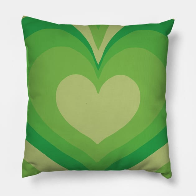 green gradient heart tunnel Pillow by Leticia Diab