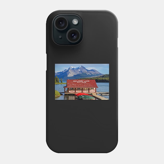 Jasper National Park Maligne Lake Boat House Albert Canada Phone Case by WayneOxfordPh