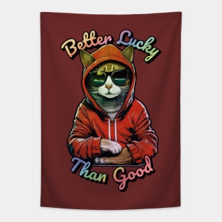 Better Lucky Than Good: Poker Cat Tapestry