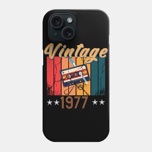 43th Birthday 43 Years Old 43th Vintage Retro cassette Mixtape Music Cassette 1977 Birthday Phone Case by Flipodesigner