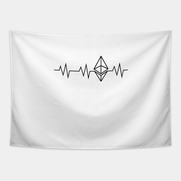 Ethereum Heartbeat Black Crypto Shirt Blockchain Revolution Tapestry by ElkeD