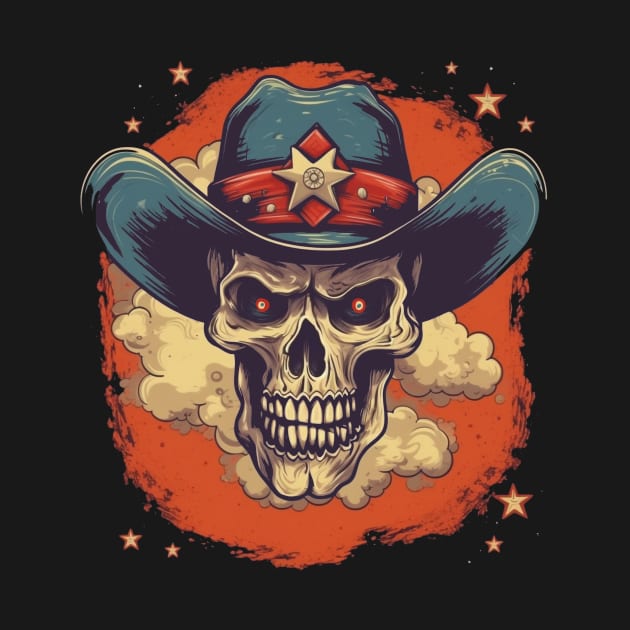 Retro Cowboy Sheriff Western Skull by TOKEBI