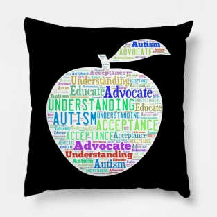 Autism Awareness Educate Love Support Advocate Hand Colorful Pillow