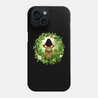 Black Woman Power Body Positive Flower Leave Green Phone Case