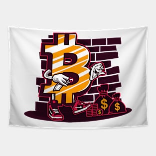 Bitcoin Wall Money Vibrant Graffiti Style Tapestry