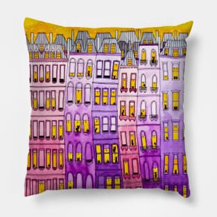 The Cats Purple Townhouses Pillow