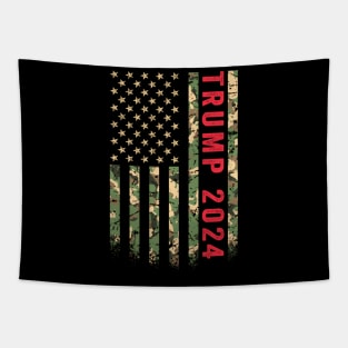 Trump 2024 President American Flag Camouflage Camo Veteran Tapestry