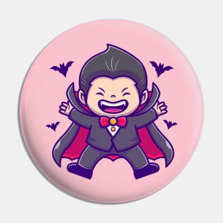 Cute Dracula With Bats Pin