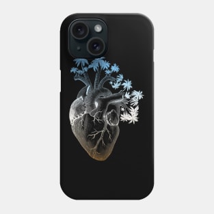 Beach Colored Anatomically Correct Human Heart - Palm Trees Phone Case