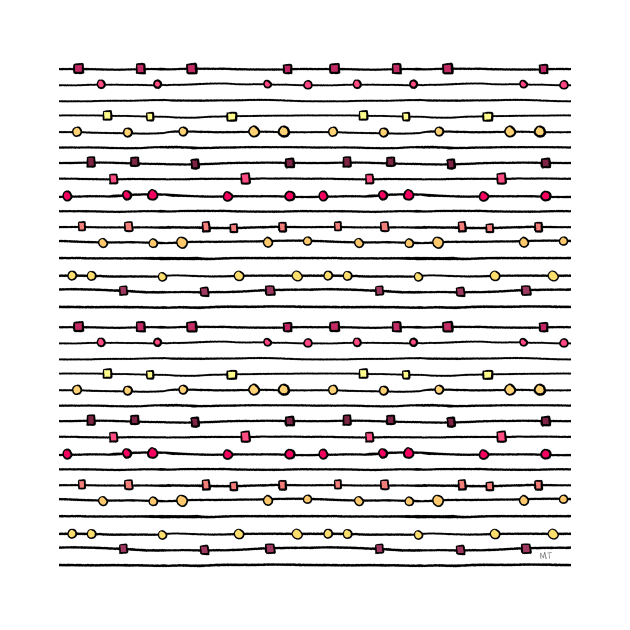 Geometric Line Art Pattern - Horizontal Retro Sunrise by monitdesign