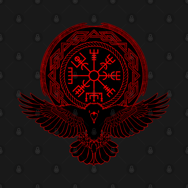 Viking Raven, Vegvisir and Celtic Knotwork by NicGrayTees