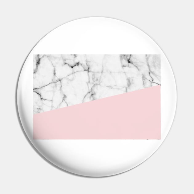 Real White Marble Half Powder Blush Pink Pin by fivemmPaper