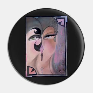 GREY PINK LAVENDER ART DECO OP ART FLAPPERS Pin