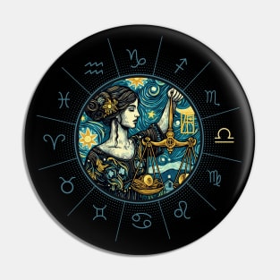 ZODIAC Libra - Astrological LIBRA - LIBRA - ZODIAC sign - Van Gogh style - 12 Pin