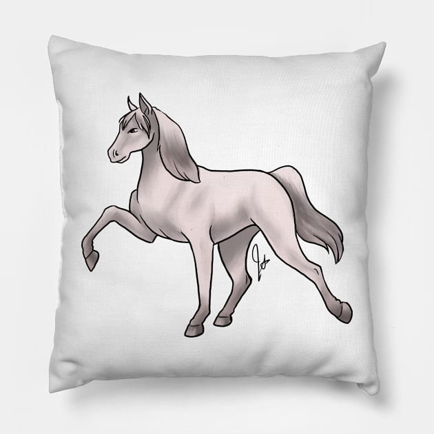 Horse - Tennessee Walker - White Pillow by Jen's Dogs Custom Gifts and Designs