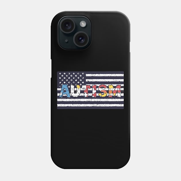 Autism Awareness Flag Shirts, American Flag Autism Dad Mom Phone Case by Shopinno Shirts