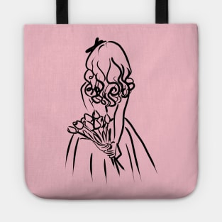 little girl with flowers Tote