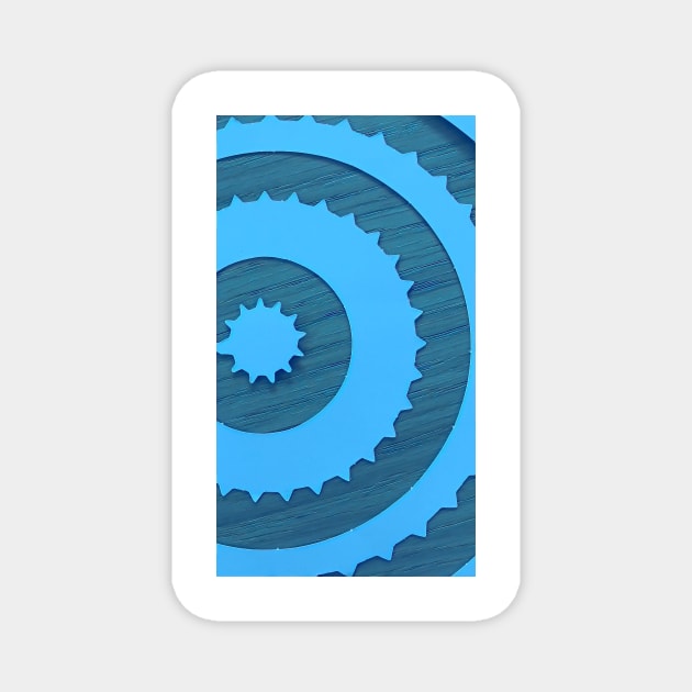 Wooden Blue Cogs Magnet by Tovers
