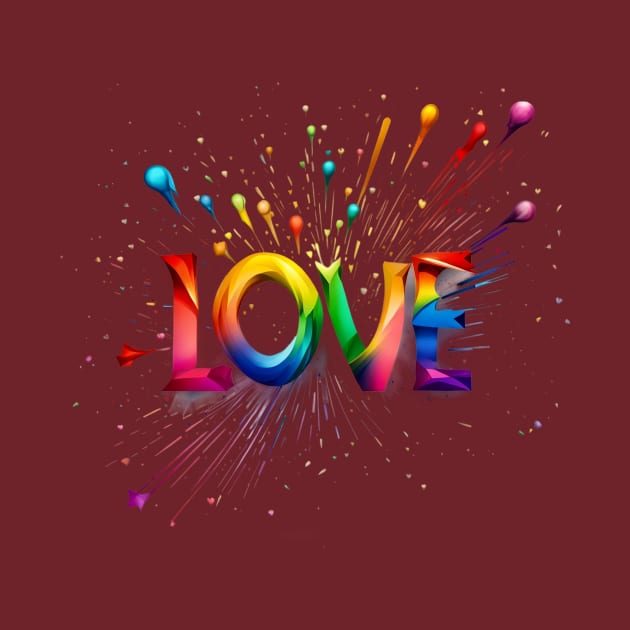 Cherished Affection - 'Love' Amid Rainbow Explosion Tee by trubble