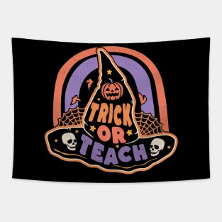 Trick or Teach Cute Halloween Teacher Retro Witch Pumpkin Tapestry