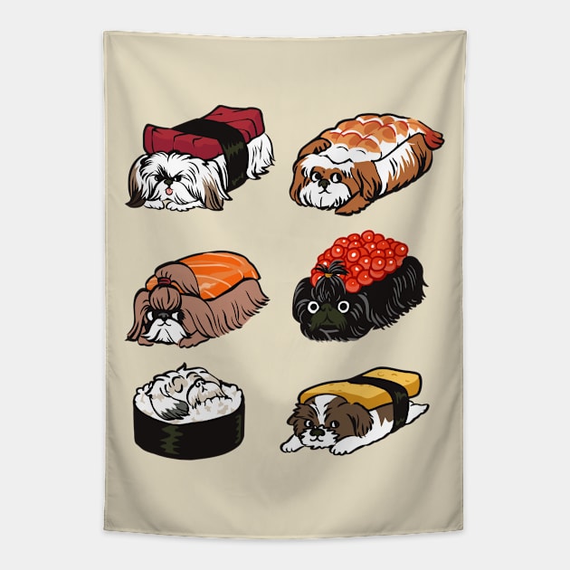 Sushi Shih Tzu Tapestry by huebucket