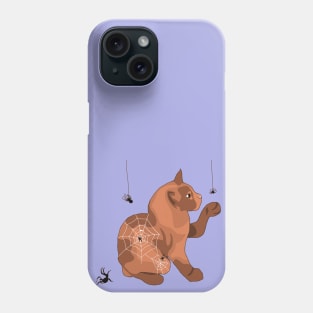 Curious Cat Playing with Spiders Phone Case