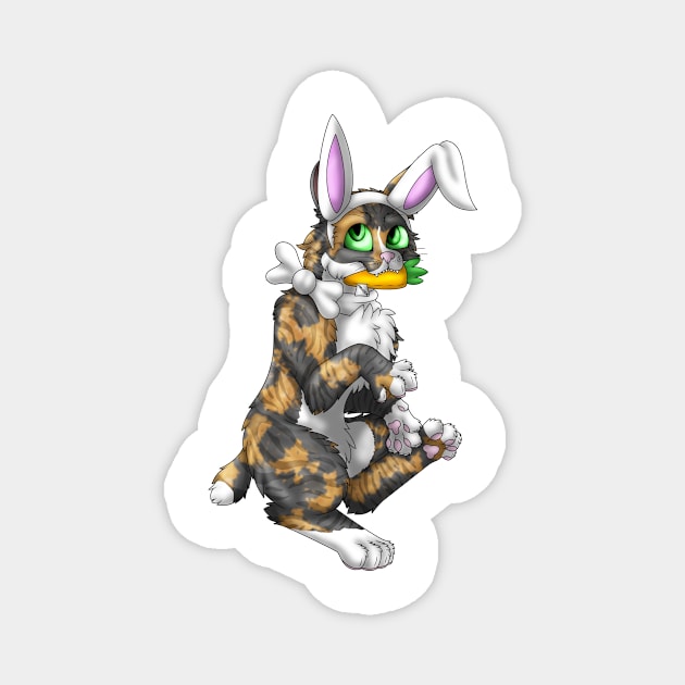 Bobtail BunnyCat: Tortie-Tabby (White) Magnet by spyroid101