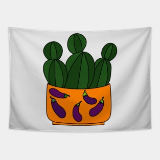 Cute Cactus Design #106: Eggplant Cactus Pot Tapestry