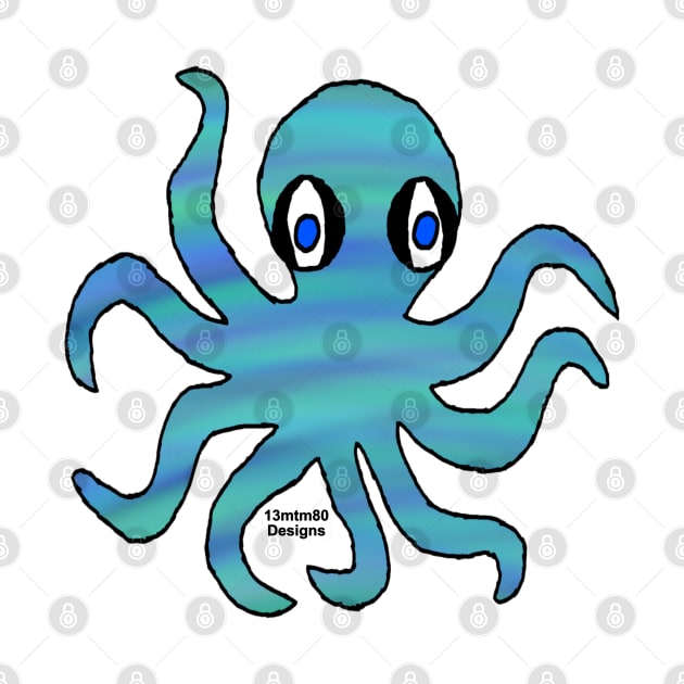 Blue Green Octopus (dark) by 13mtm80-Designs