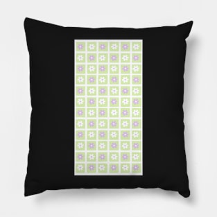 Vintage Aesthetic Minimalist Sage Green and Purple Flower Grid Design Phone Case Pillow