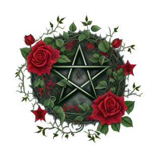 Gothic Pentacle with Roses T-Shirt