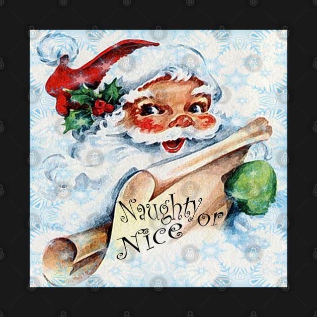 Christmas Vintage Santa Naughty or Nice List Gift Graphic Design, Many Products Available by tamdevo1