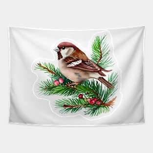 Christmas sparrow Tapestry