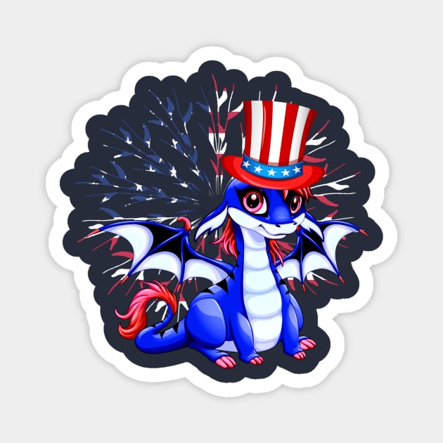 Cute Anime Dragon July 4th Independence Day Fireworks Baby Dragon - Anime  Dragon - Magnet | TeePublic