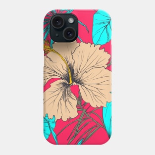 Tropical exotic flowers and leaves Phone Case