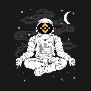 Astronaut Yoga Binance BNB Coin To The Moon Crypto Token Cryptocurrency Blockchain Wallet Birthday Gift For Men Women Kids T-Shirt