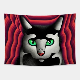 Black cat with emerald eyes Tapestry